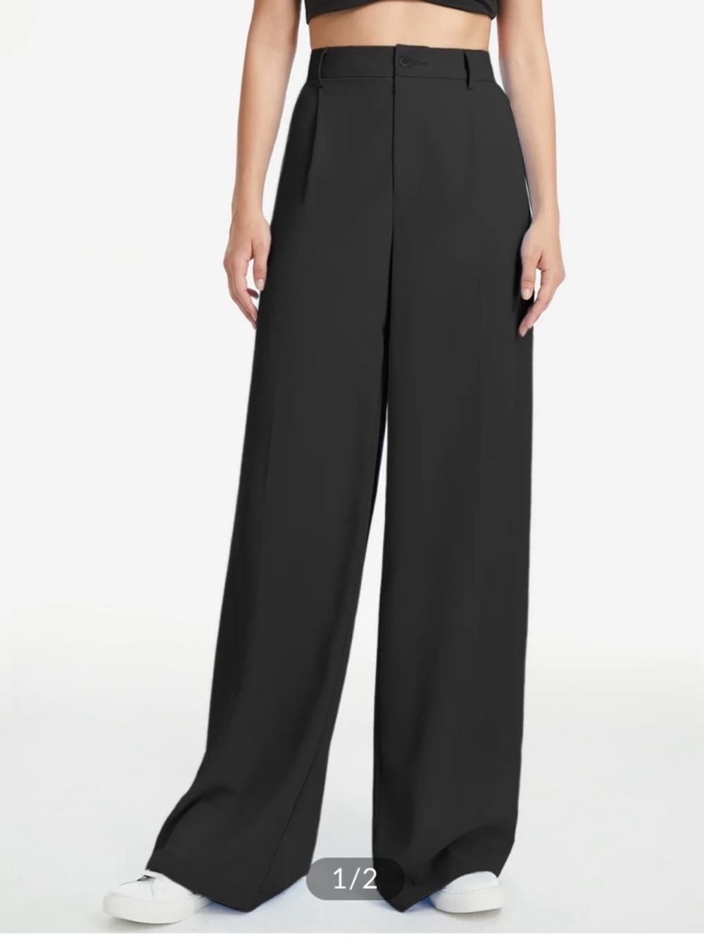 NWT-Commense Black Wide-Leg High-Rise Trousers-M